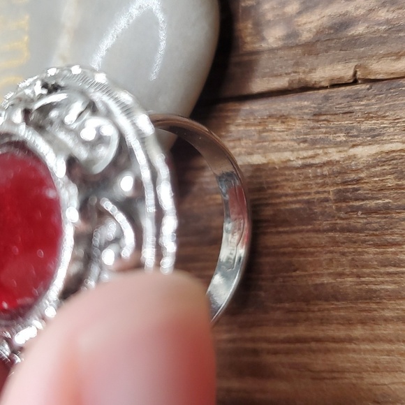 Whiting and‎ Davis size 7 R744 rare ruby  ring Gothic amulet - Picture 3 of 4